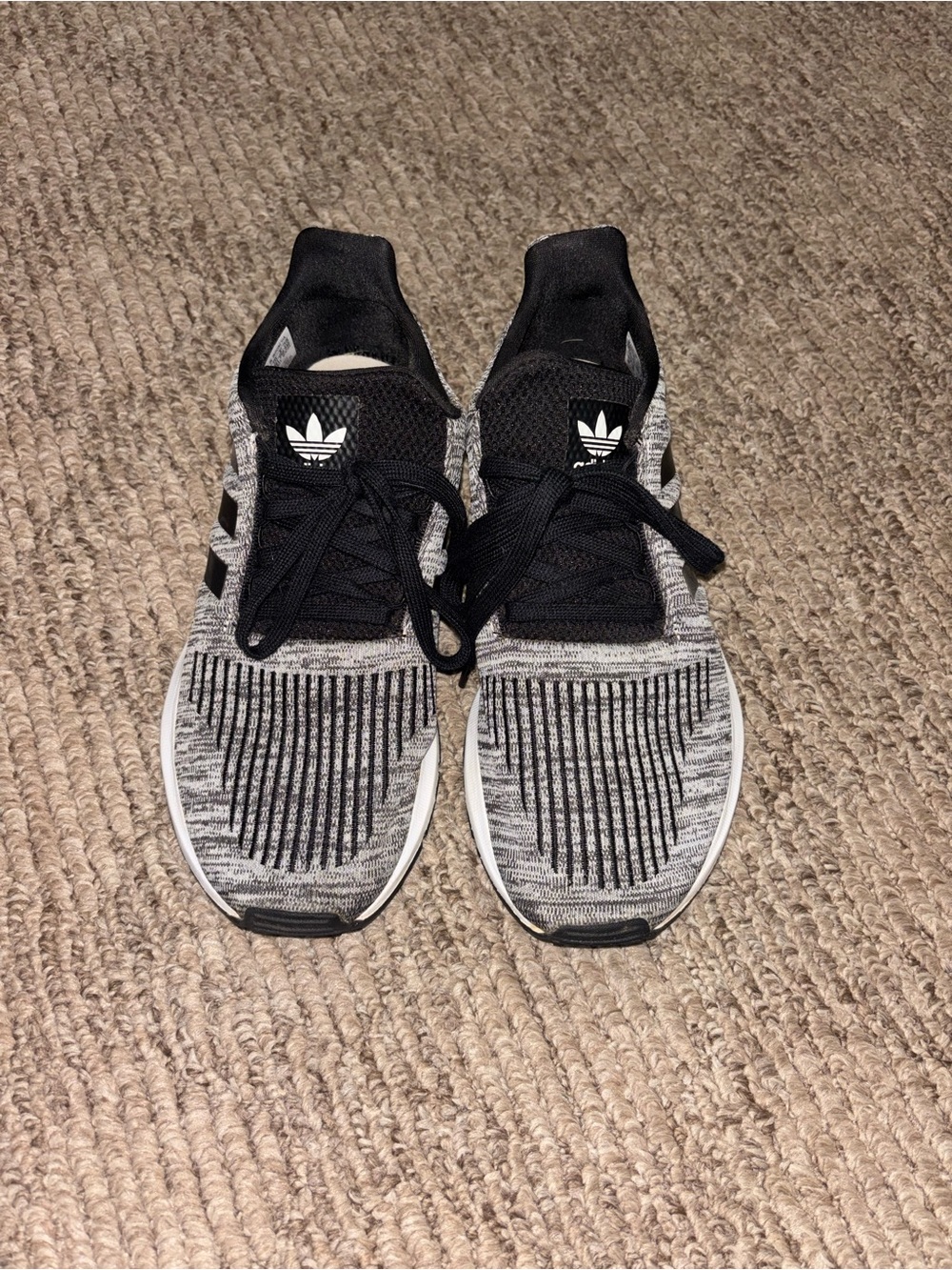 adidas Black and Gray Knit Running Shoes